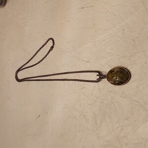 Green Agate charm with .925 setting on chain